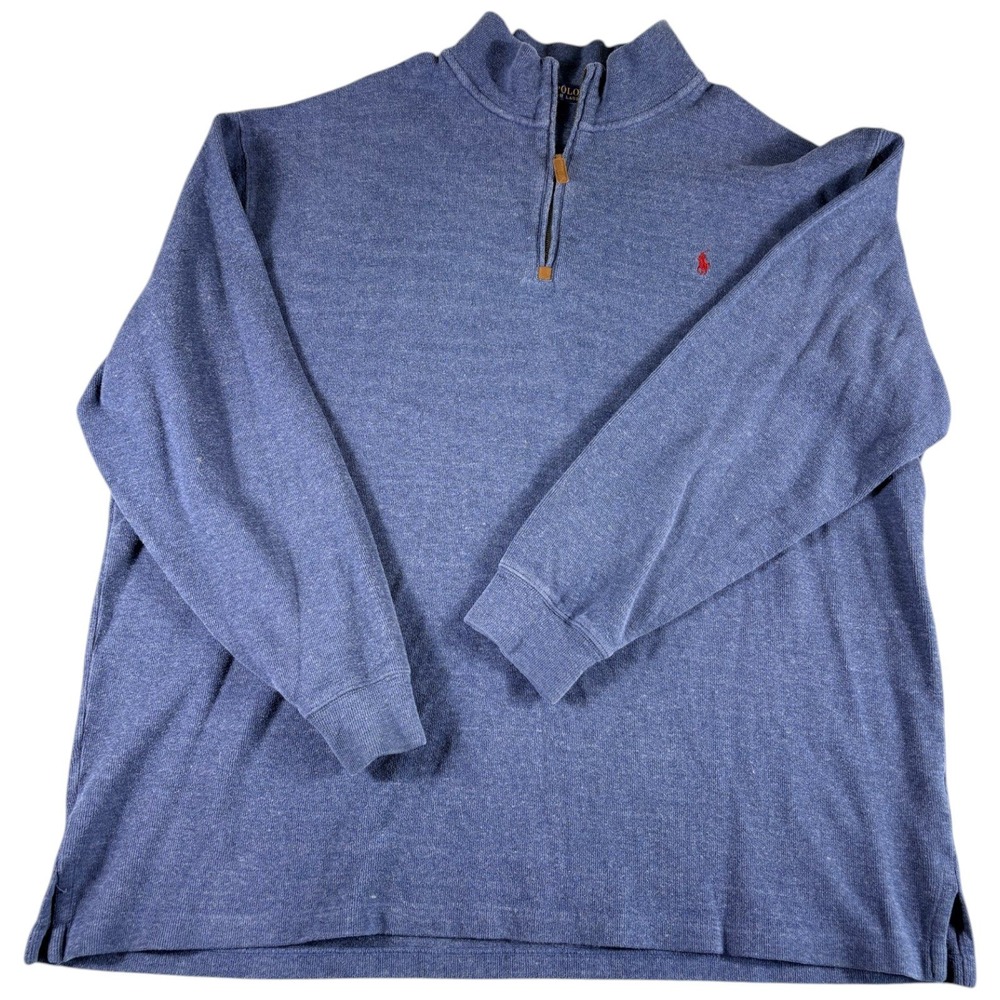 Polo Ralph Lauren Quarter Zip Mens 3XLT Blue Premium Heritage Pullover